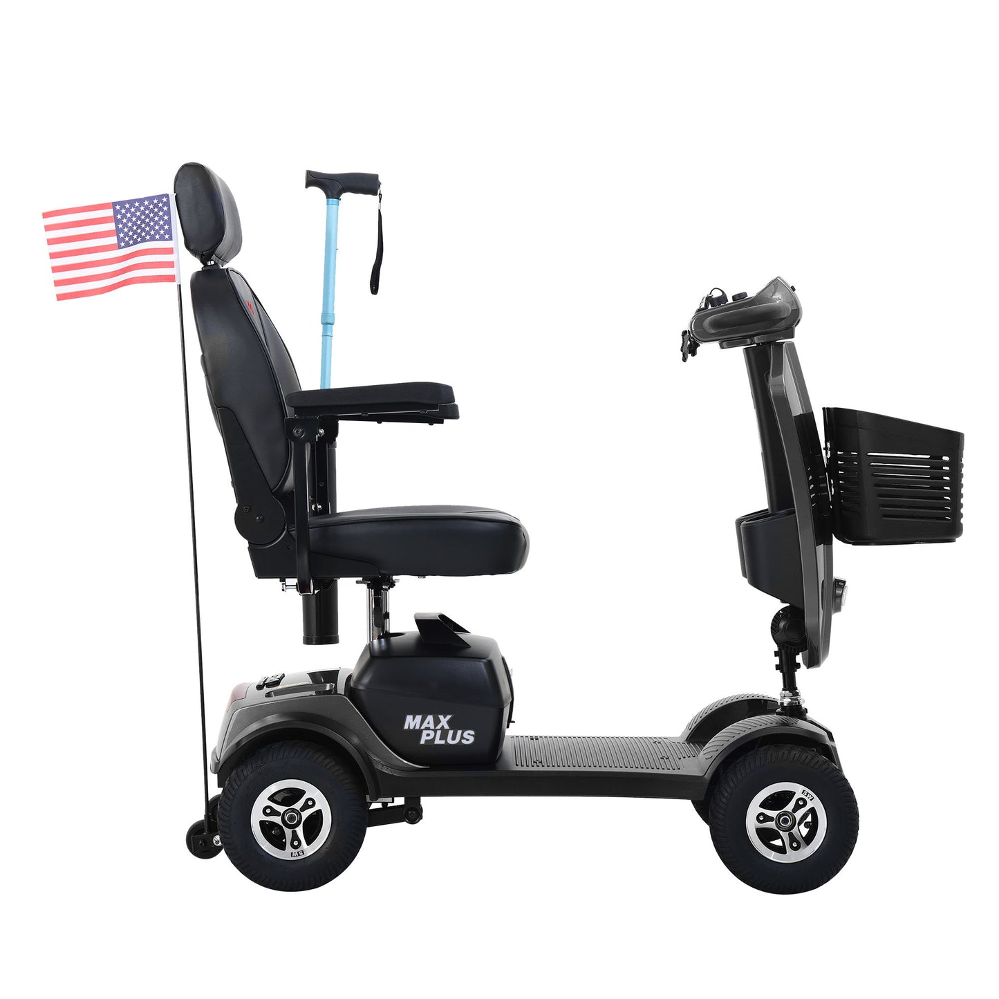 Max Plus - 4 Wheels Outdoor Compact Mobility Scooter With 2 Pieces X 20Ah Lead Acid Battery, 16 Miles, Cup Holders & USB Charger Port