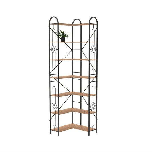 Industrial Style Corner Bookshelf With Thickened Iron Frame