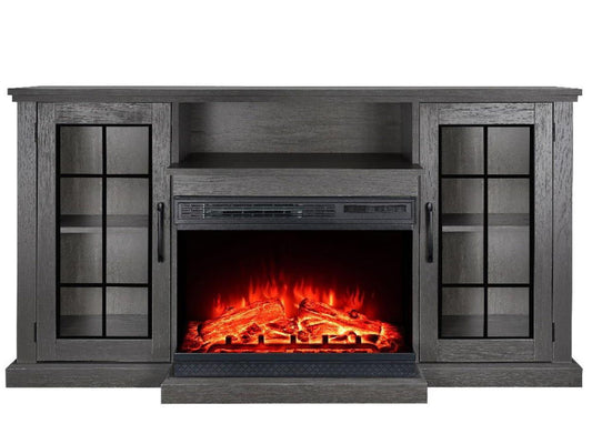 Vitara 59" TV Stand With Fireplace - Charcoal Gray