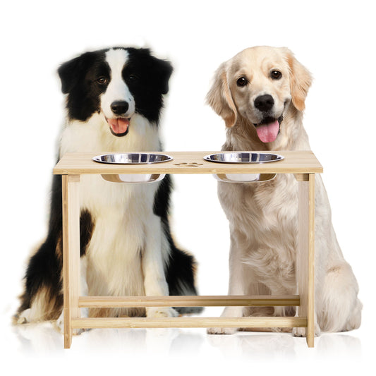 Gardenia - Raised Dog Bowl Stand For Medium Sized Dogs, Elevated Dog Bowls, Bamboo Raised Dog Bowl, Dog Food Bowl Stand, Feeding Station - Natural Wood