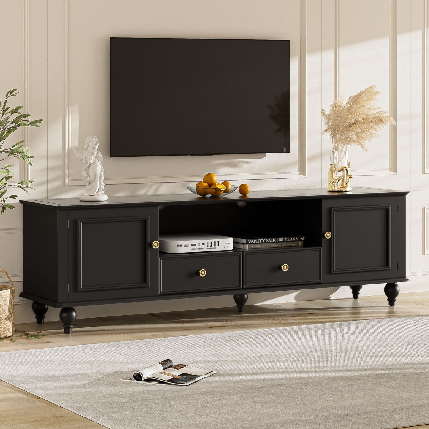 TV Stand For TVs Up To 80", Entertainment Center With Open Compartment