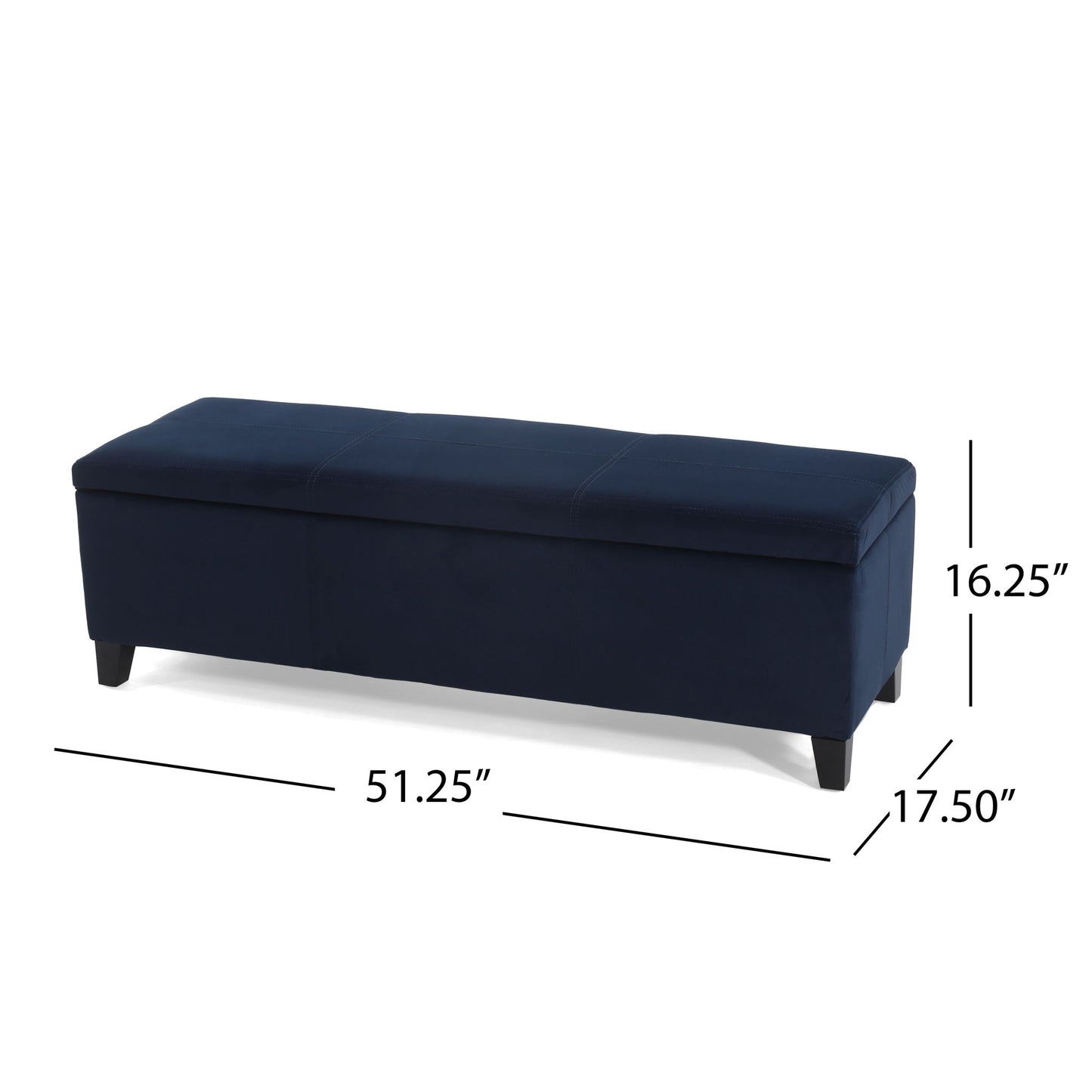 Velvet Storage Bench, Upholstered End Of Bed, Storage Ottoman Benches, Fabric Ottoman Bench With Large Storage Space For Living Room Entryway Bedroom - Dark Blue