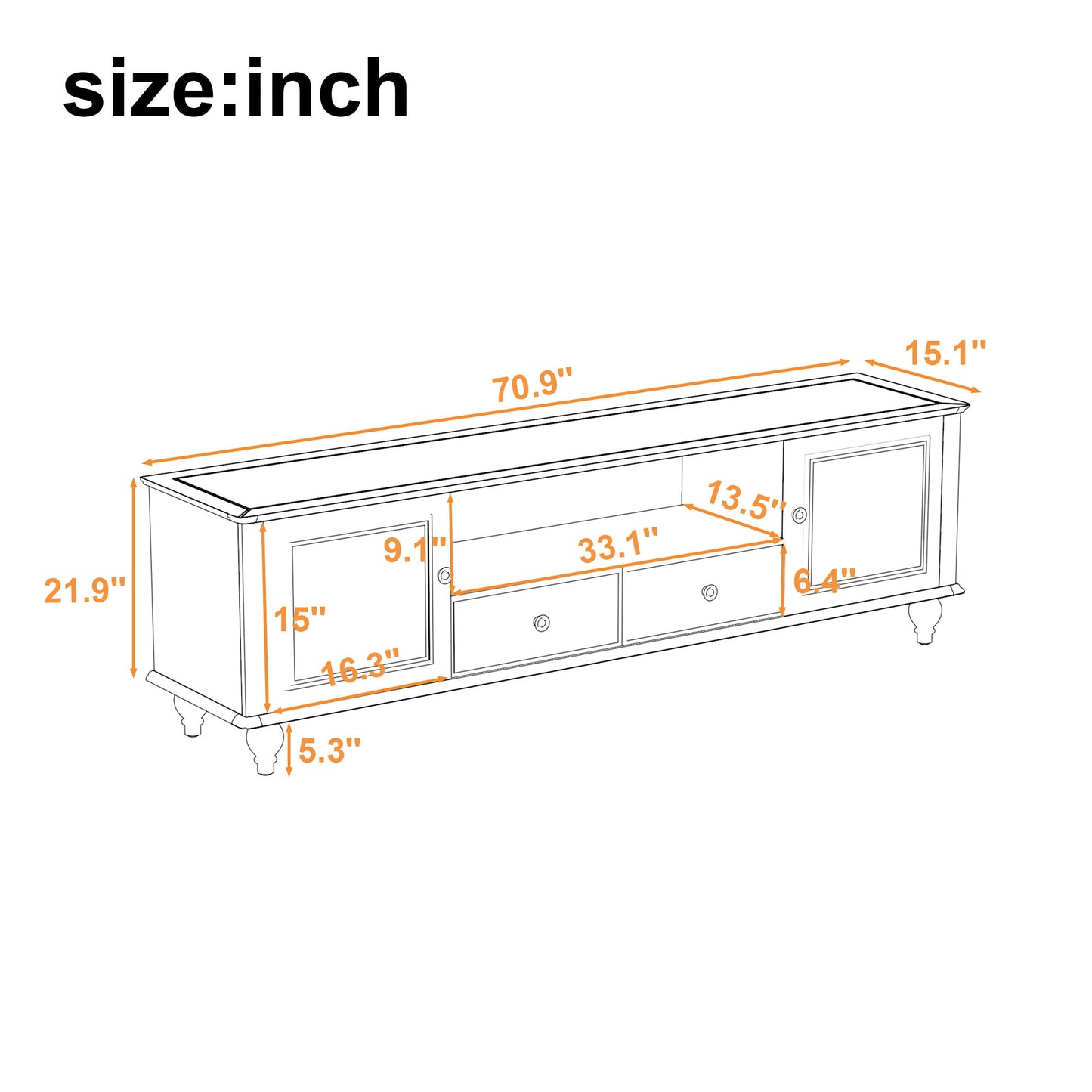 TV Stand For TVs Up To 80", Entertainment Center With Open Compartment