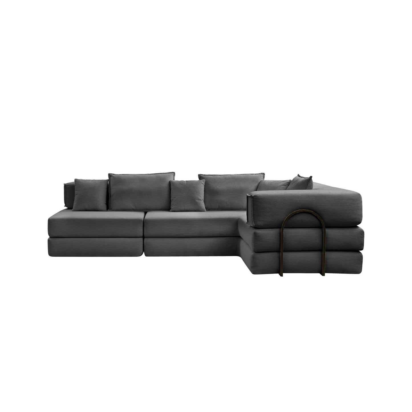Modular L Shaped Floor Living Room Sofa Set With 6 Pillows