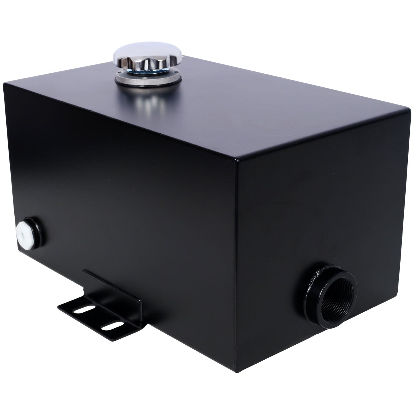 Heavy Duty 5 Gallon Steel Hydraulic Fluid Reservoir Tank With Mounting Foot, 14 Gauge - Black