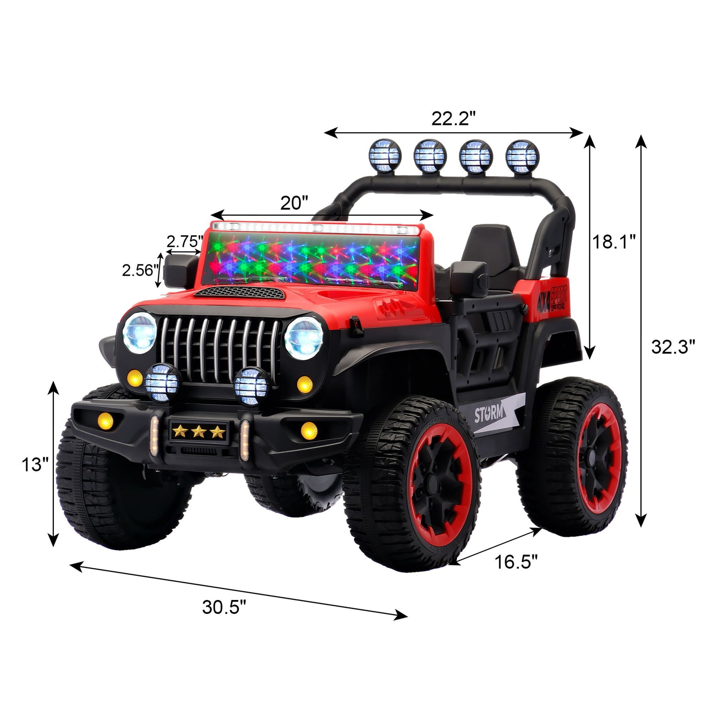 Electric Car With Remote Control, Colorful LED Lights, USB & MP3