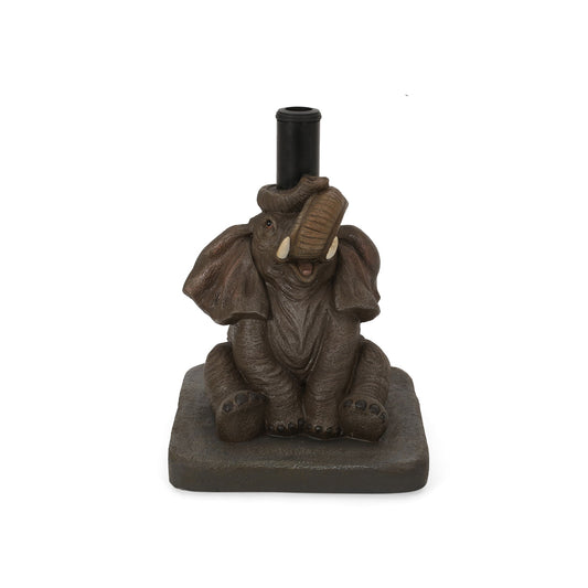 Charming Elephant Umbrella Base With Concrete Design - Gray