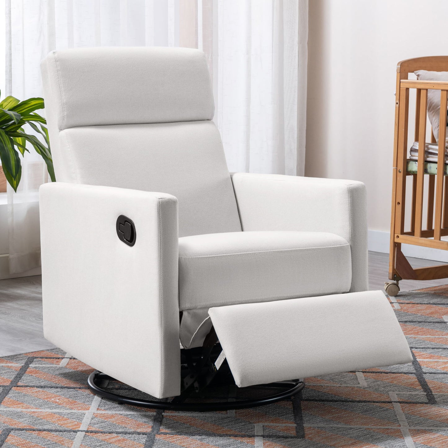 Modern Upholstered Rocker Nursery Chair Seating Glider Swivel Recliner Chair