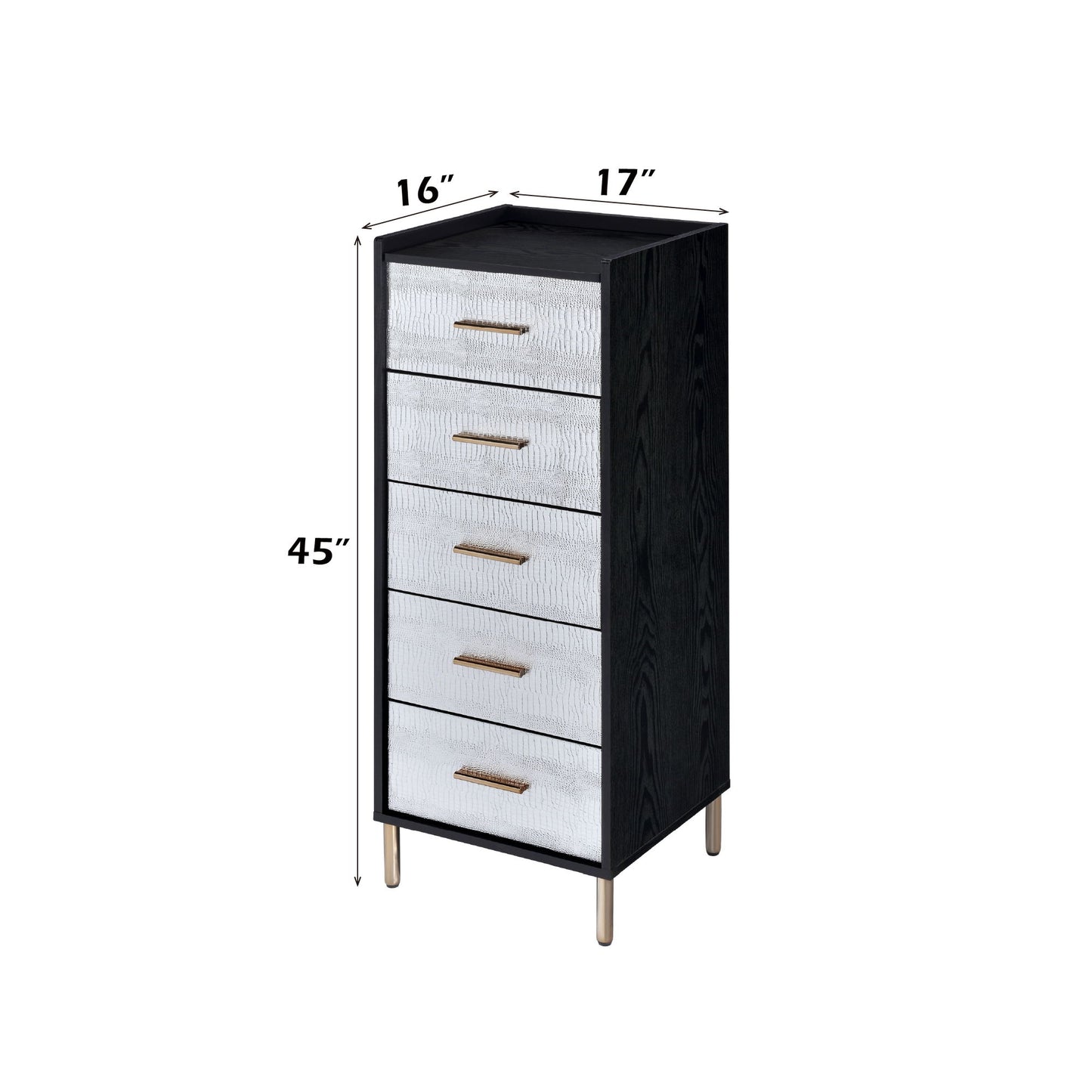 Myles - Jewelry Armoire - Black / Silver / Gold