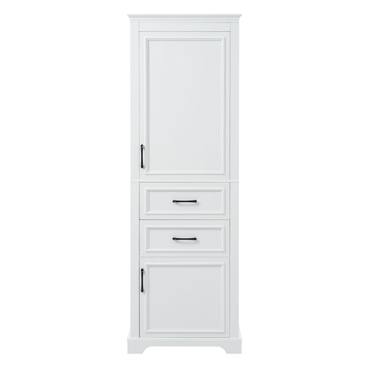 Freestanding Bathroom Vanity Tall With Damping Hinge Doors, Adjustable Shelves - White
