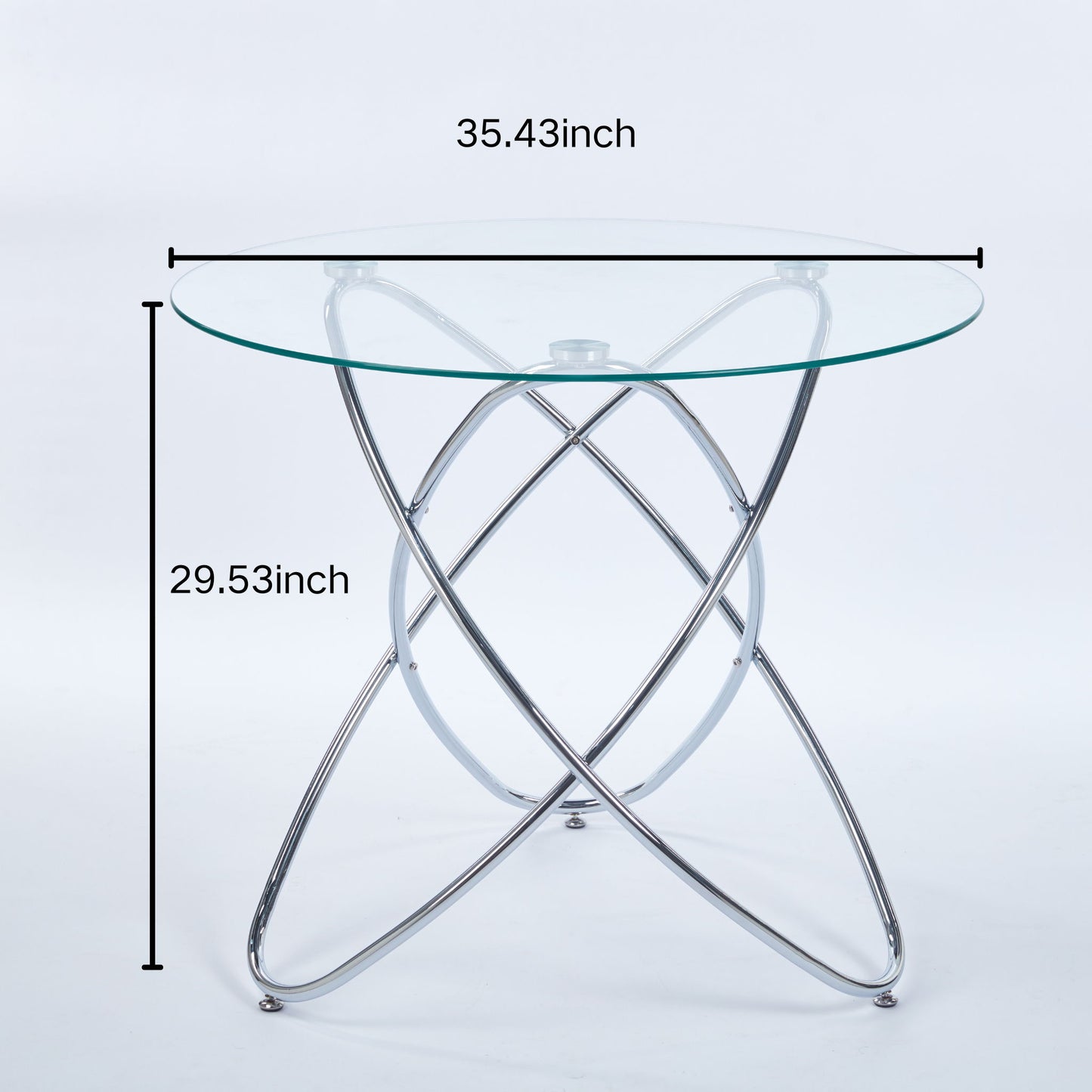 Metal Leg Dining Table With Tempered Glass Top