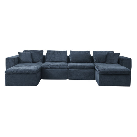 Modern Minimalist Cloud Sectional Couch With Comfy Chaise, U Shaped Modular Sofa