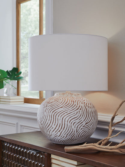Vien - Terracotta Table Lamp - Distressed White