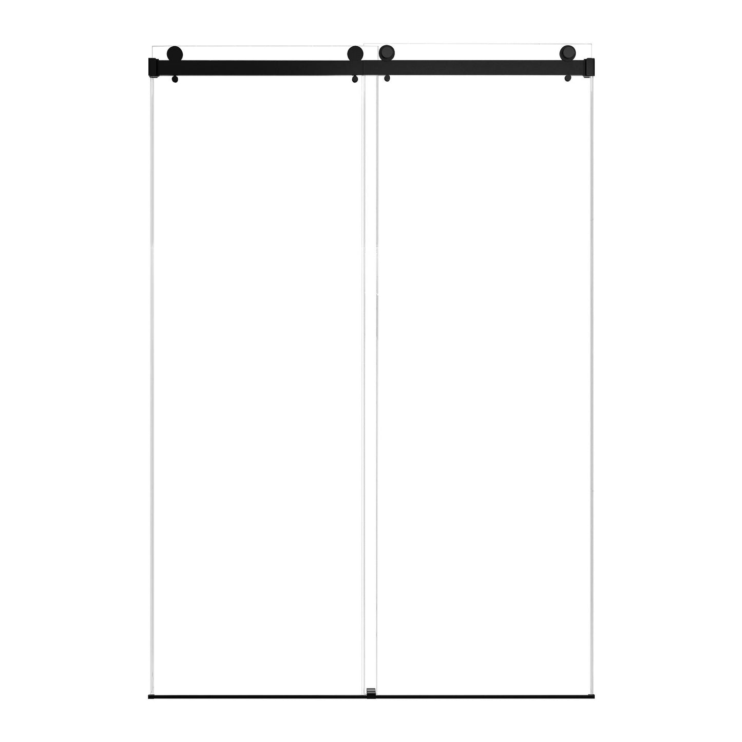 Frameless Double Sliding Soft Close Bathtub Shower Door, 5 / 16" Clear Nano Coated Tempered Glass And 304 Stainless Steel Handle - Matte Black