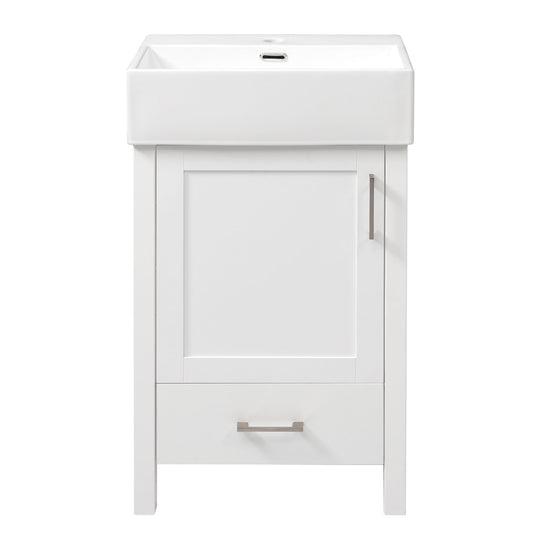 20.28" Bathroom Vanity With Sink & Storage - White