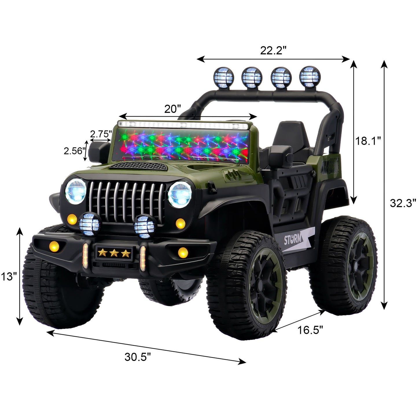 Electric Car With Remote Control, Colorful LED Lights, USB & MP3