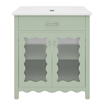 Modern Bathroom Vanity With Tempered Glass Doors