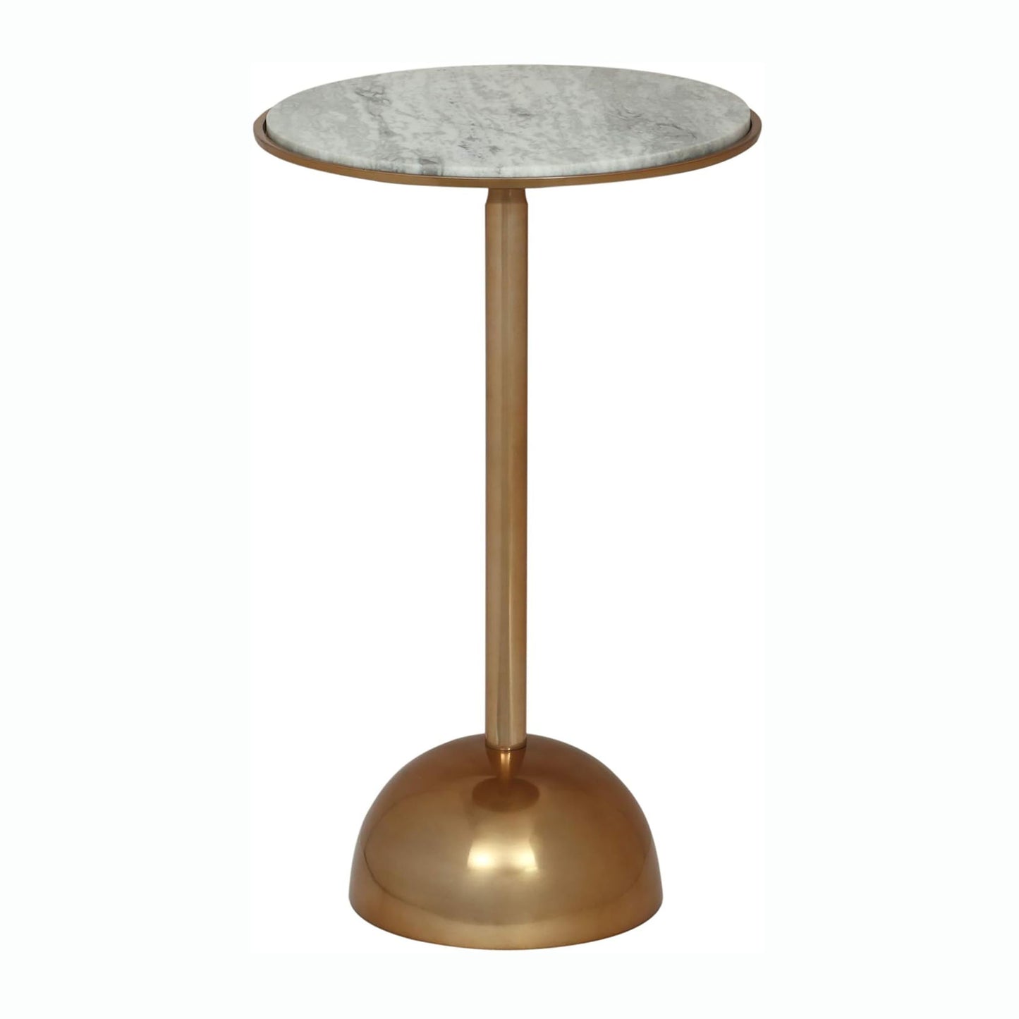 Modern Glam Aluminum Accent Table With Marble Table Top - Antique Brass / White