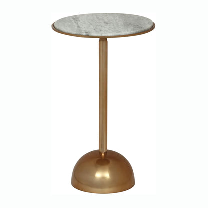 Modern Glam Aluminum Accent Table With Marble Table Top - Antique Brass / White