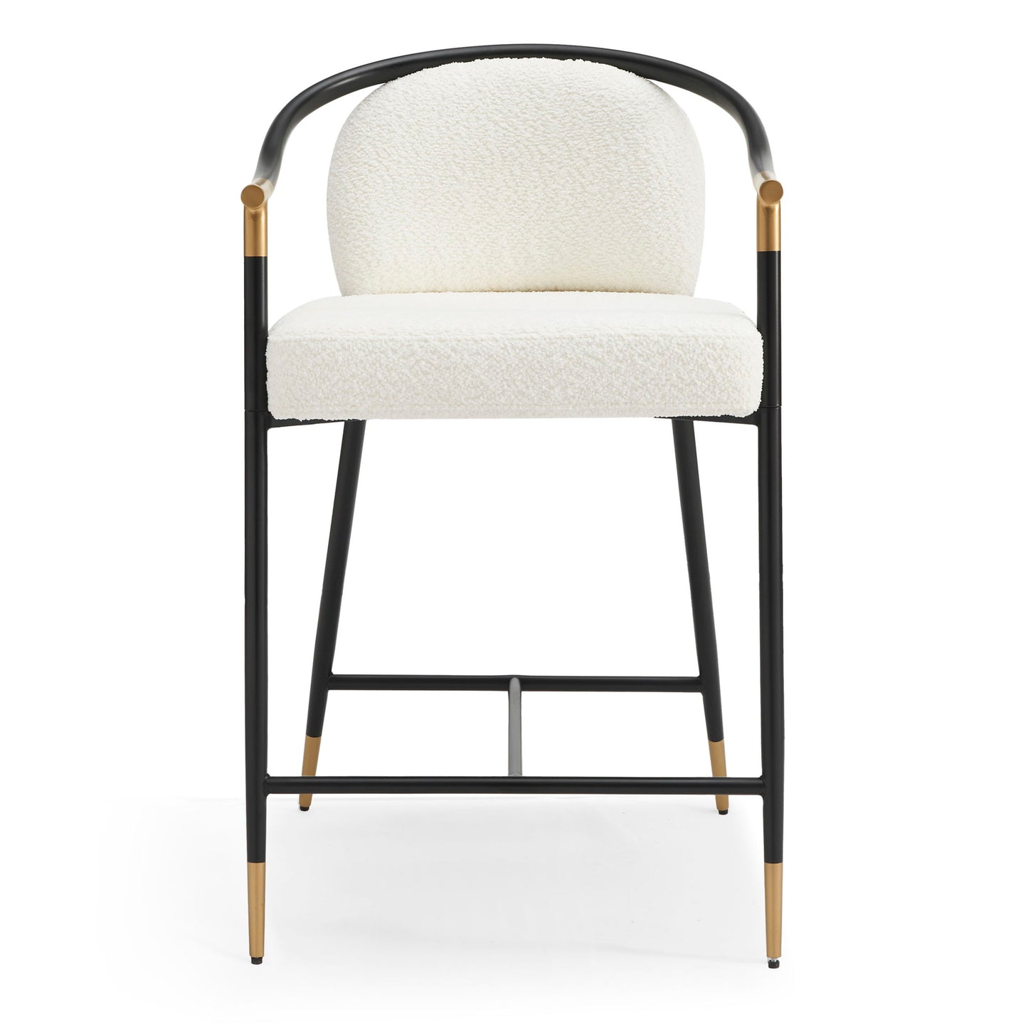 Contemporary Upholstered Counter Stool Set With Metal Frame