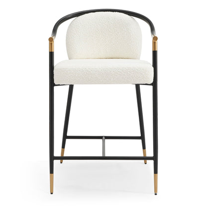 Contemporary Upholstered Counter Stool Set With Metal Frame