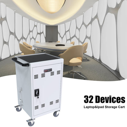 Mobile Charging Cart Station For Chromebook, Tablet And Laptop Computer With Power Strip Included