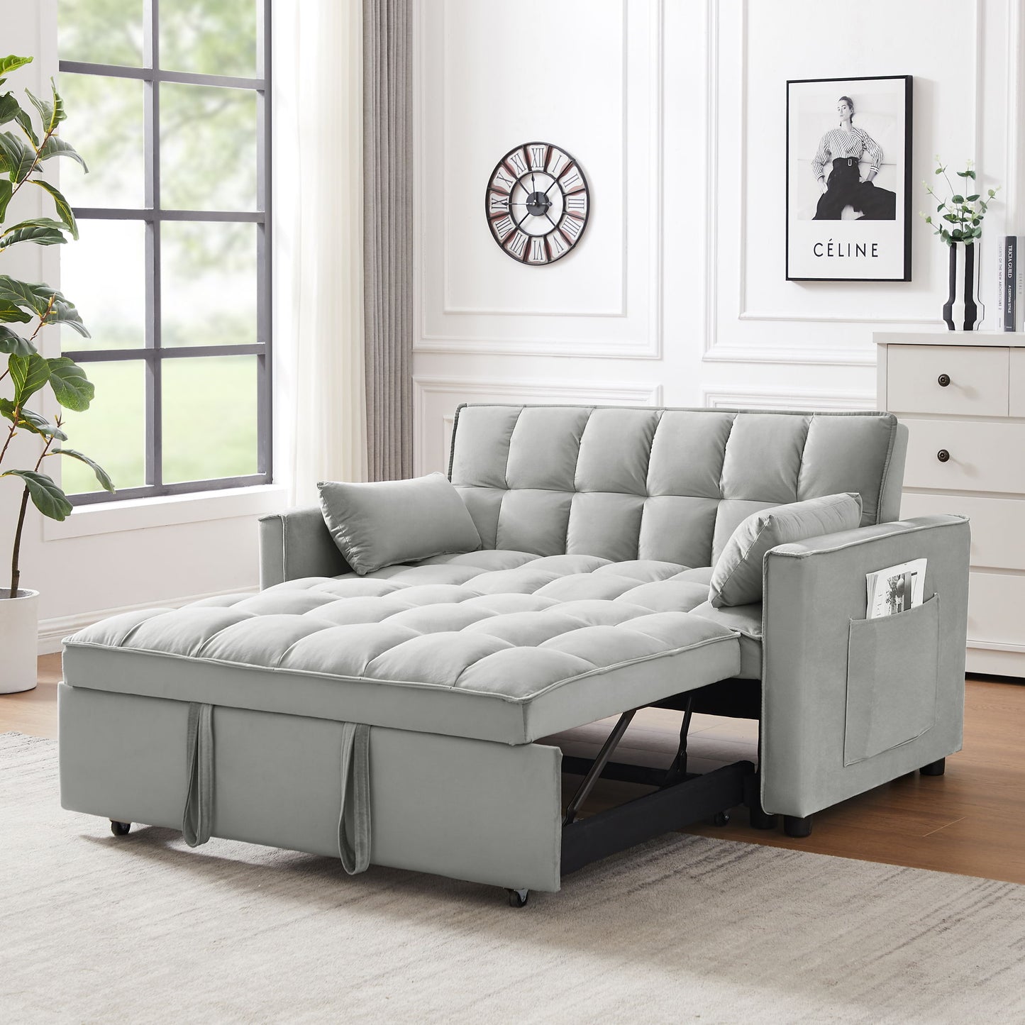Modern Convertible Futon Loveseat With Sleeper Bed Function