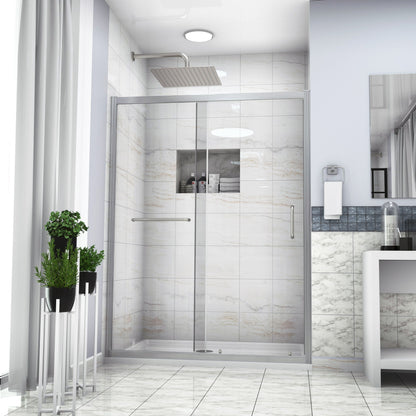 Single Sliding Bypass Shower Door, Tempered Glass Enclosure
