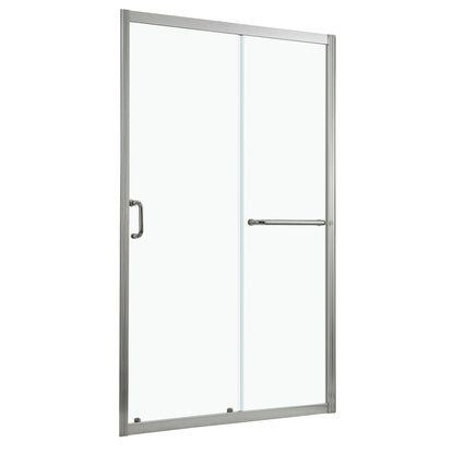 Single Sliding Bypass Shower Door, Tempered Glass Enclosure