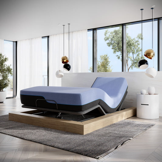 Refresh - 12" King Size Flex Head Latex Foam Hybrid Mattress And Adjustable Base Bundle - Blue