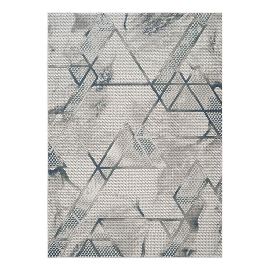 Geometrix - 5'3" X 7'3" Area Rug & Geometric, 3D Effect - Ivory / Gray