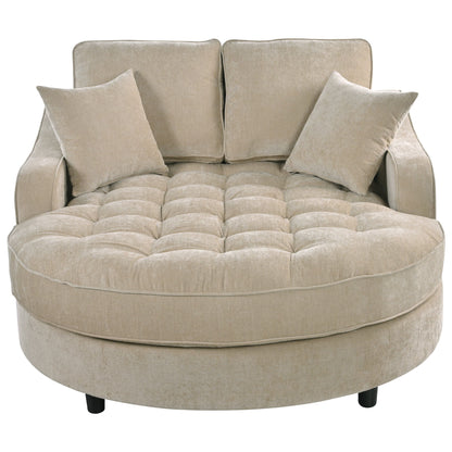 Modern Chaise Lounge Upholstered Sofa Couch With Tufted Seat And Detachable Pillows For Living Room