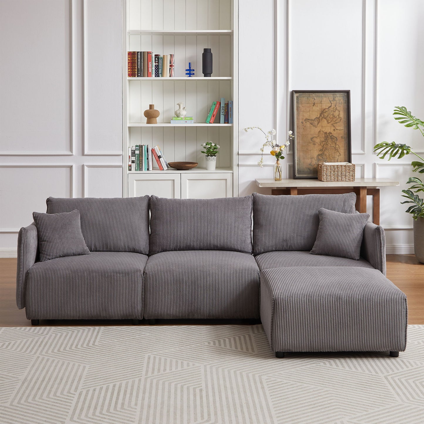 Modern Minimalist Combination Sofa With 2 Comfort Cushions With USB & C Charging Ports