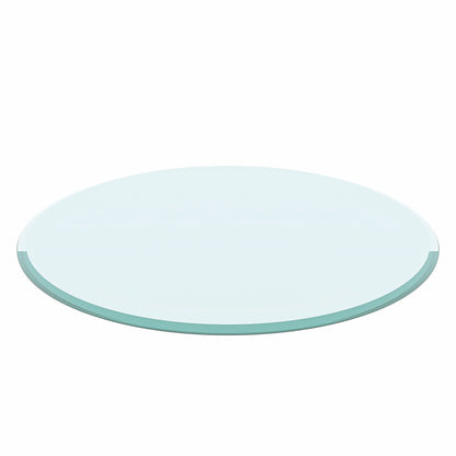 24" Round Tempered Glass Table Top Clear Glass Beveled Polished Edge