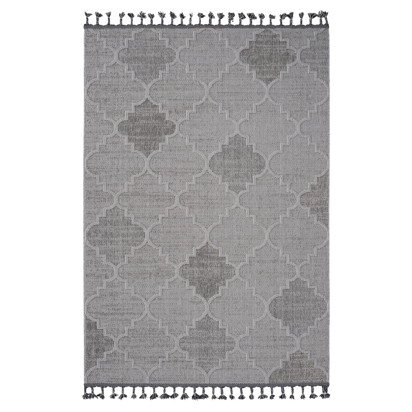 Guros - 8' X 10' Trellis Indoor / Outdoor Area Rug - White / Gray