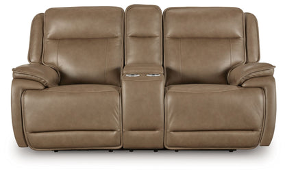 Glencroft - Power Reclining Loveseat With Console / Adjustable Headrest - Sahara