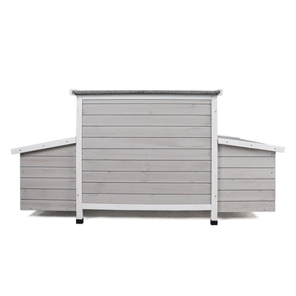 Large Chicken Coop Outdoor Hen House With 2 Sides Nesting Boxes - Gray / White Matte