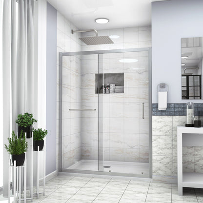Single Sliding Bypass Shower Door, Tempered Glass Enclosure