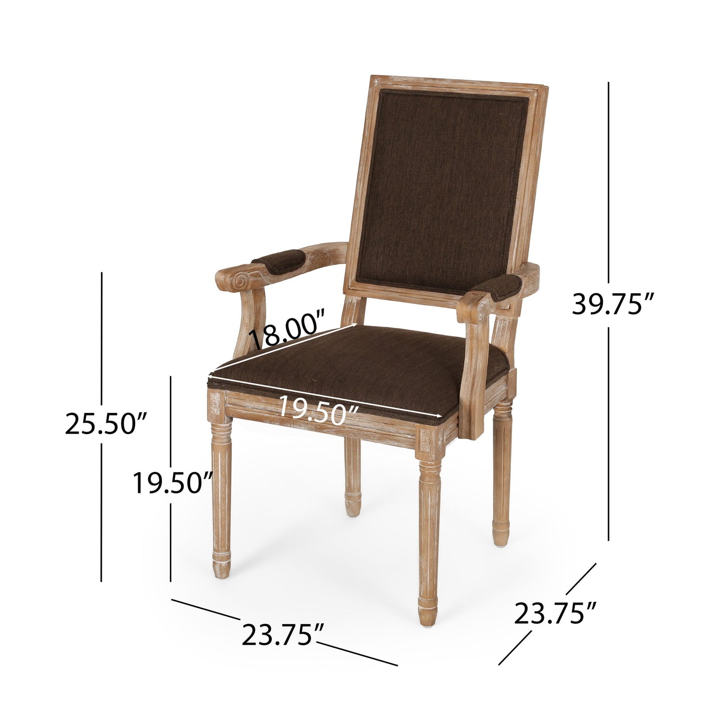 French Country Style Upholstered Dining Chair With Square Backrest