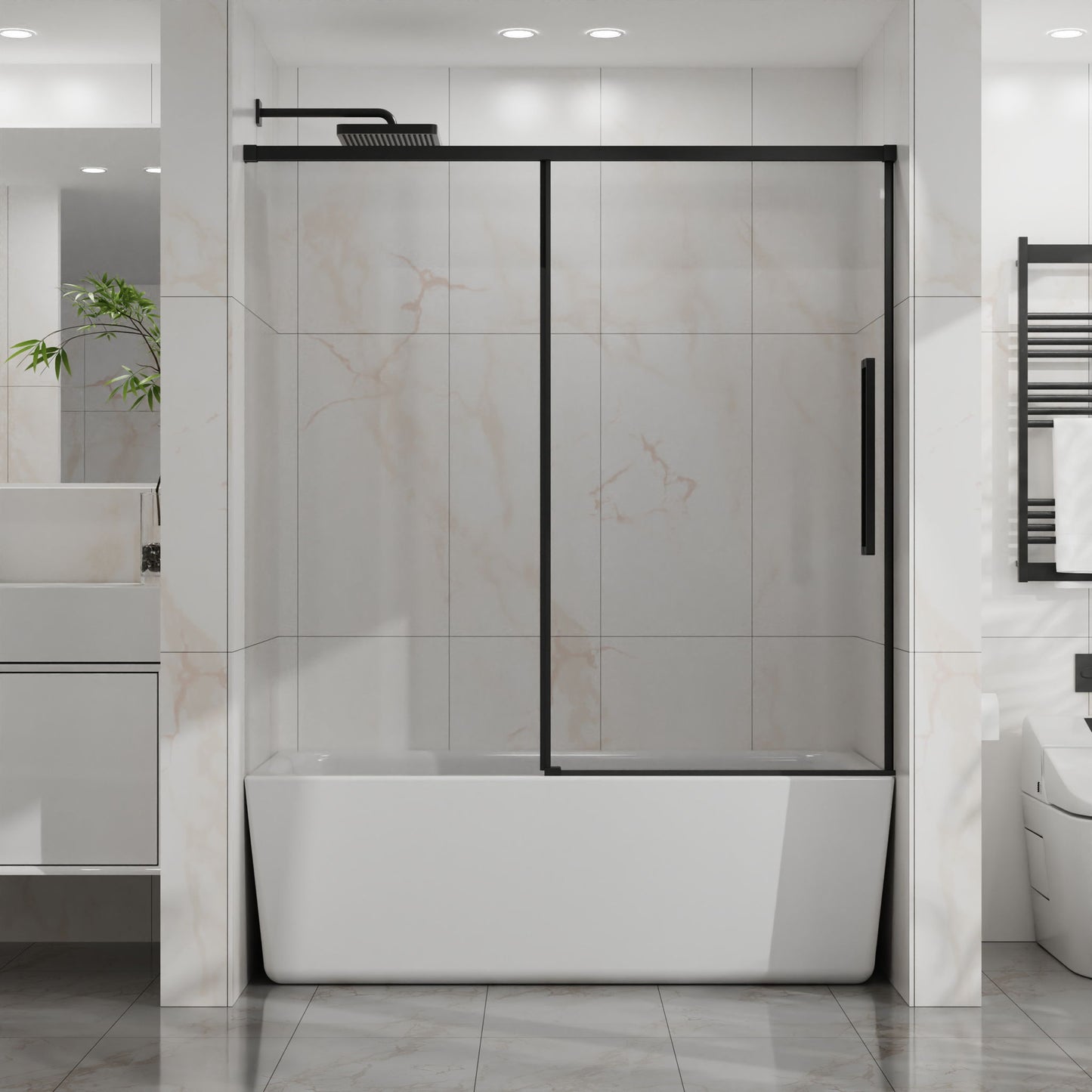 Semi Frameless Tub Sliding Shower Door