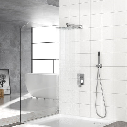 Dual Shower Head System With Square Rain Shower And Rough In Valve