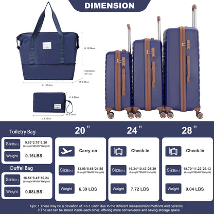 5 Piece Set Hardshell Carry On Luggage Set With Tsa Lock