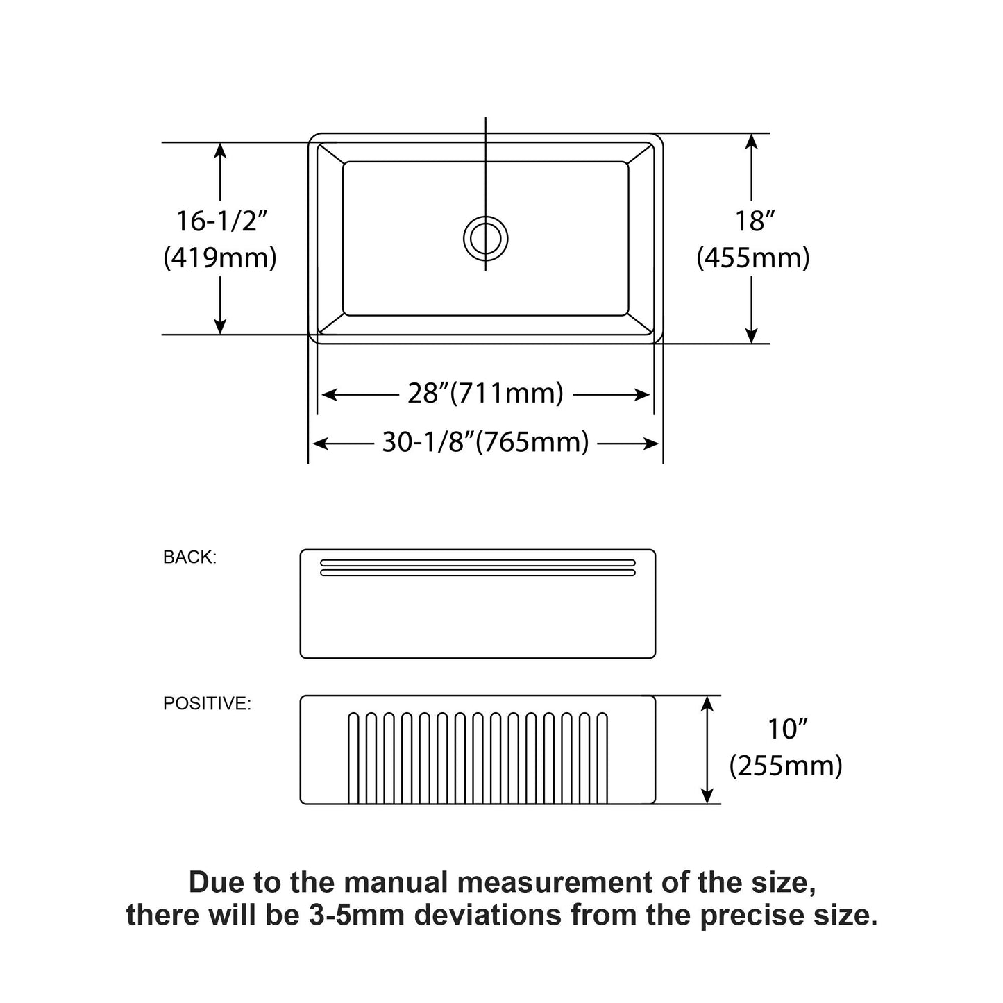 Apron-Front Reversible Single Bowl Kitchen Sink With Accessories - White
