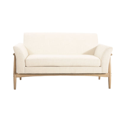 Modern Fabric Upholstered Loveseat With Elm Wood Legs And Flare Arms - Beige