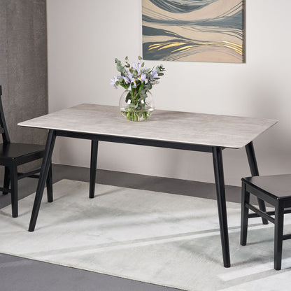 Chic Dining Table With High Pressure Laminate Top And Solid Wood Legs - Natural