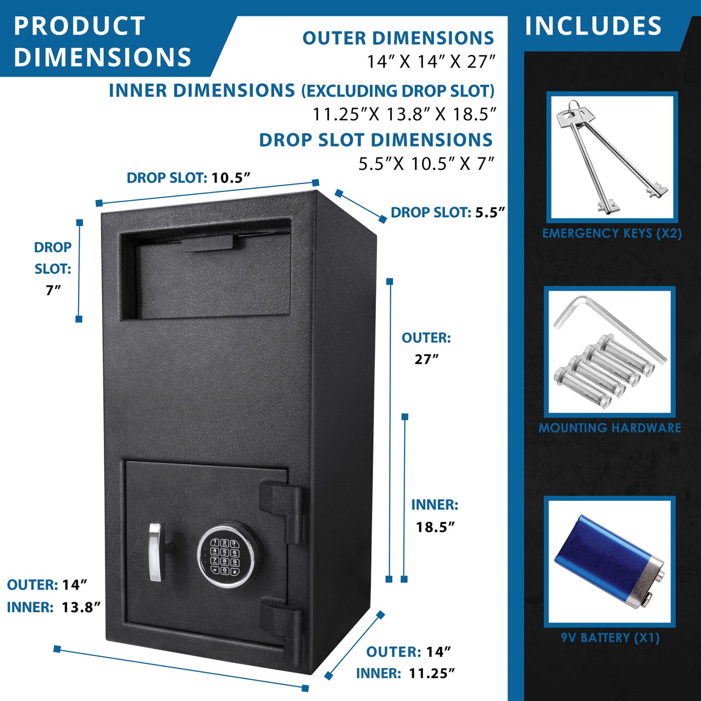 Solid Steel Keypad Depository Safe