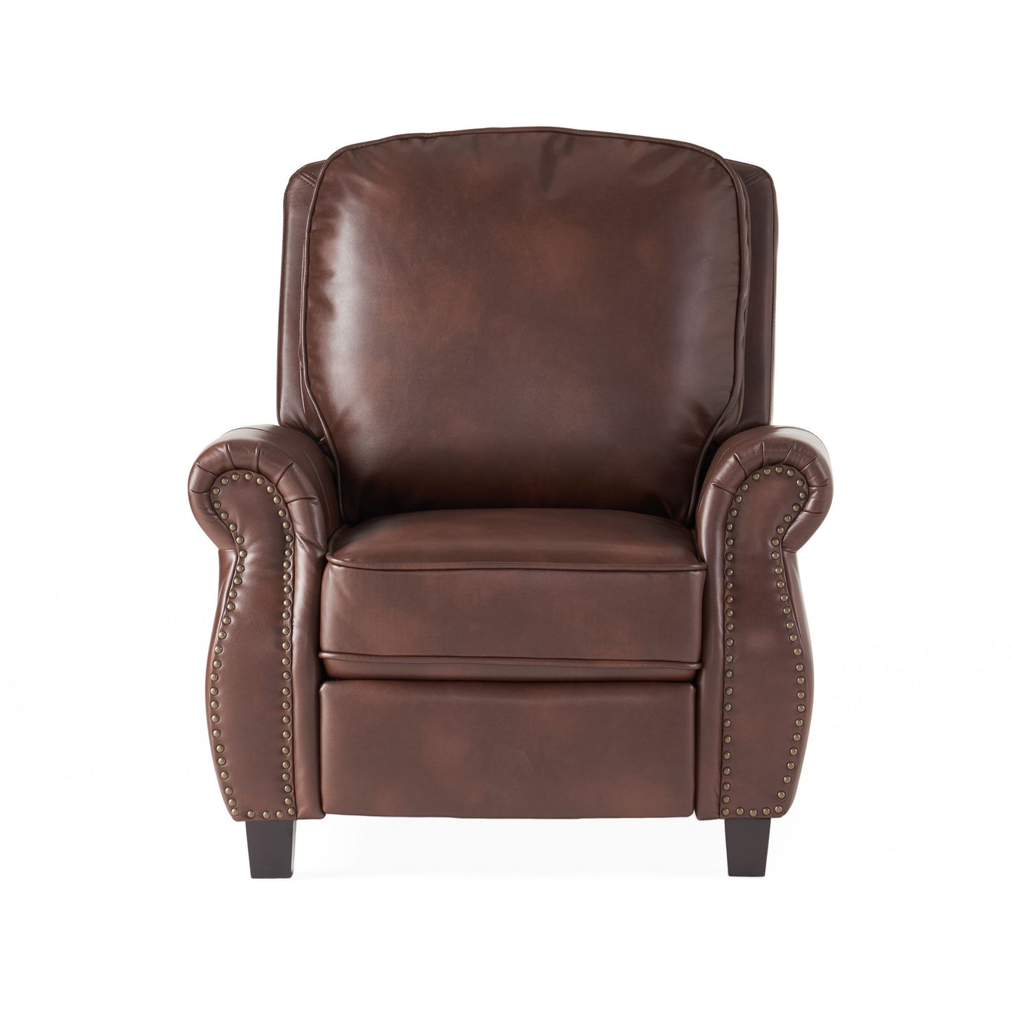 Neville - Recliner Chair With Push Back Function And Birch Wood Legs - Brown
