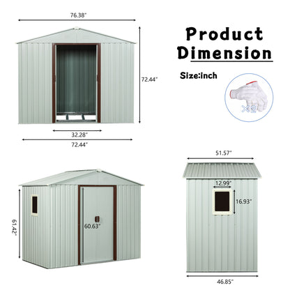 Ry-Sdyx56-Ww Outdoor Metal Storage Shed With Window - White