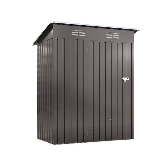 5 X 3 Ft Durable Metal Shed Outdoor Storage Shed With Pitched Roof And Lockable Door - Gray