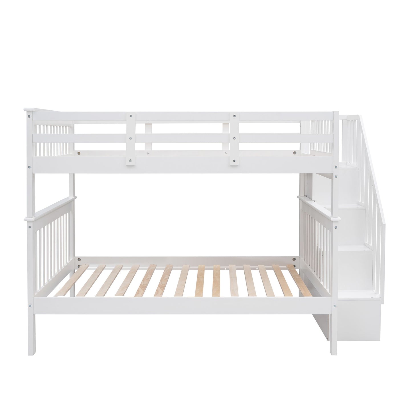 Stairway Bunk Bed With Storage And Guard Rail For Bedroom